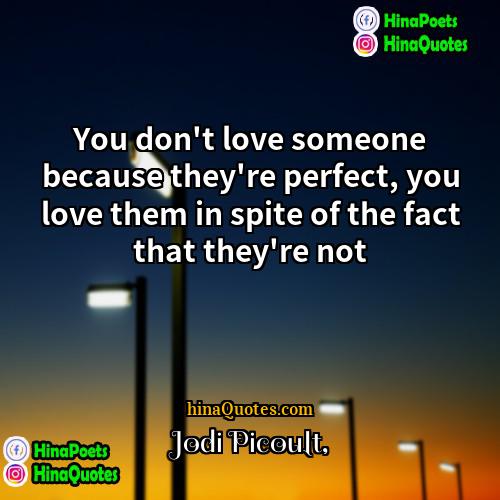 Jodi Picoult Quotes | You don't love someone because they're perfect,